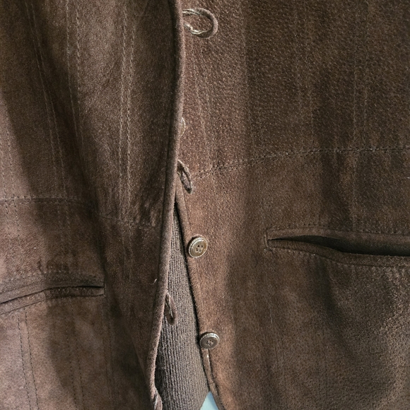 Vintage Chocolate Brown Suede And Sweater Sleeveless Women's Vest Size 44 - Picture 5 of 5